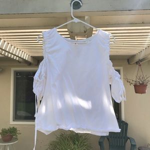 H&M open shoulder white shirt
